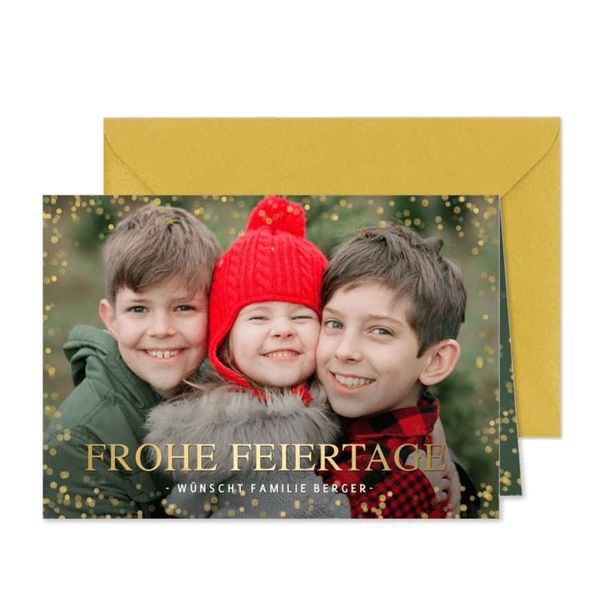Fotokarte zu Weihnachten 'Frohe Feiertage' - Karteneindruck