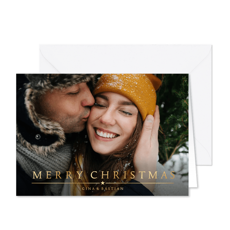 Fotokarte zu Weihnachten 'Merry Christmas' - Karteneindruck