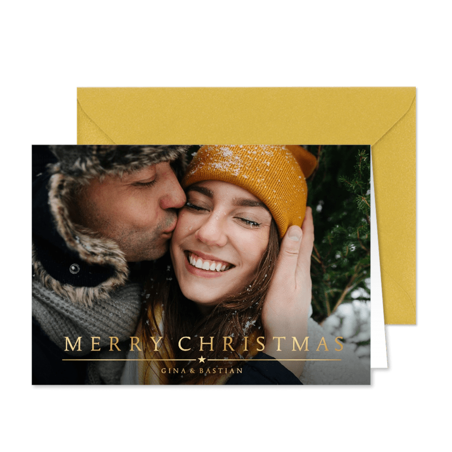 Fotokarte zu Weihnachten 'Merry Christmas' - Karteneindruck
