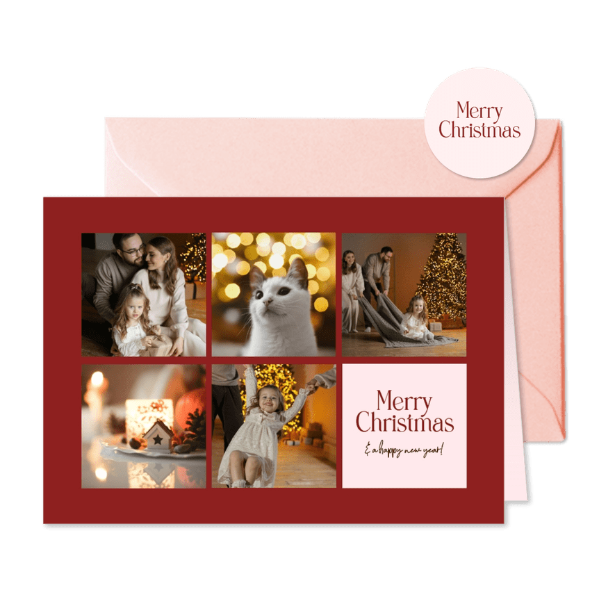 Fotoraster Weihnachtskarte 5 Fotos - Karteneindruck