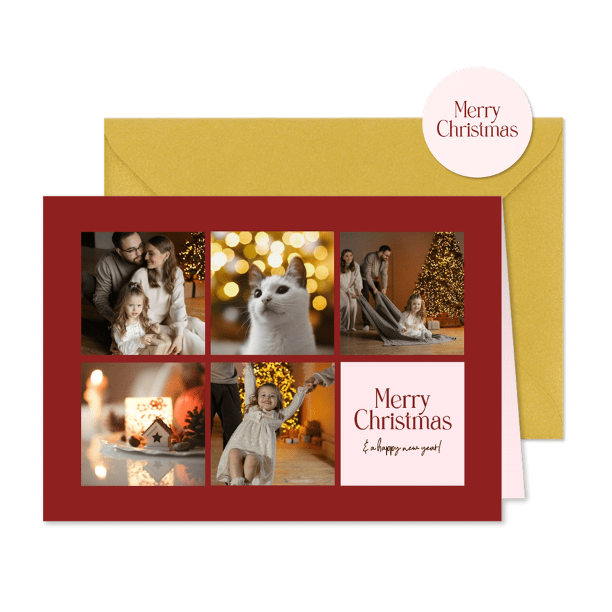 Fotoraster Weihnachtskarte 5 Fotos - Karteneindruck