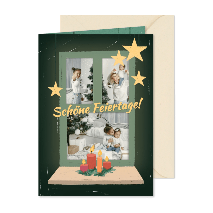 Fotoweihnachtskarte mit Fenster - Karteneindruck
