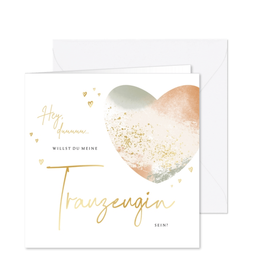 Frage Trauzeugin Karte Aquarell-Herz - Kartenvorschau