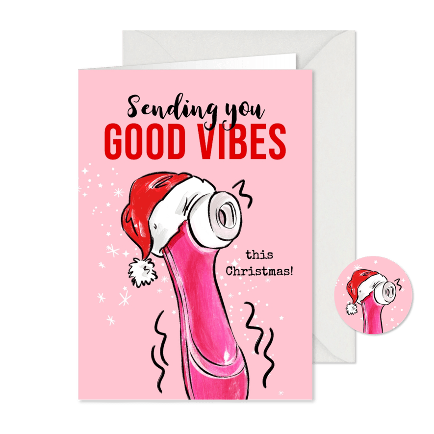 Freche Weihnachtskarte 'Good vibes' - Karteneindruck
