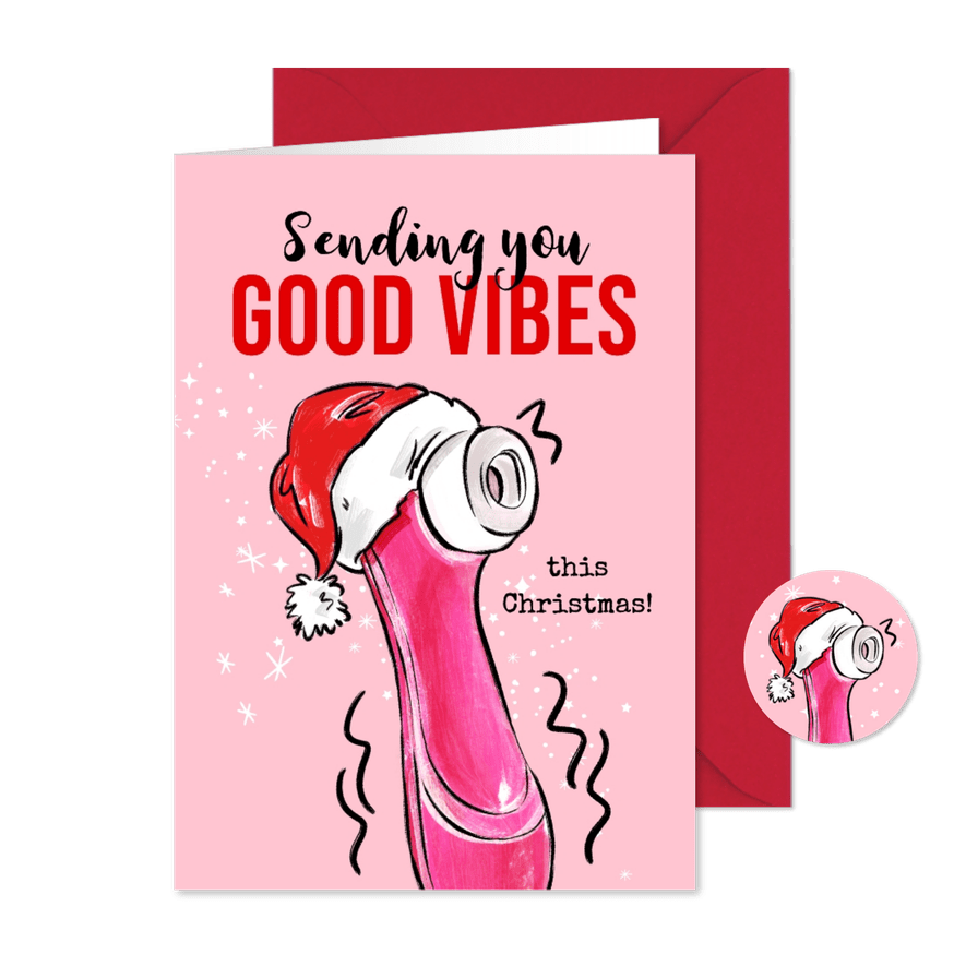 Freche Weihnachtskarte 'Good vibes' - Kartenvorschau