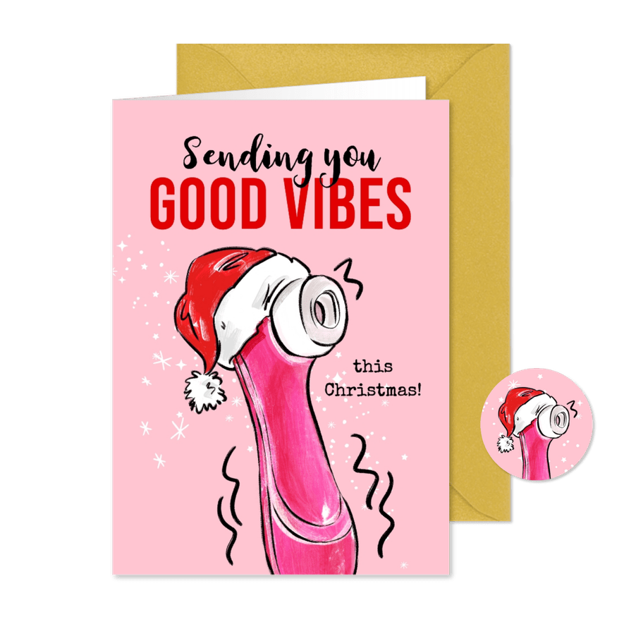 Freche Weihnachtskarte 'Good vibes' - Karteneindruck