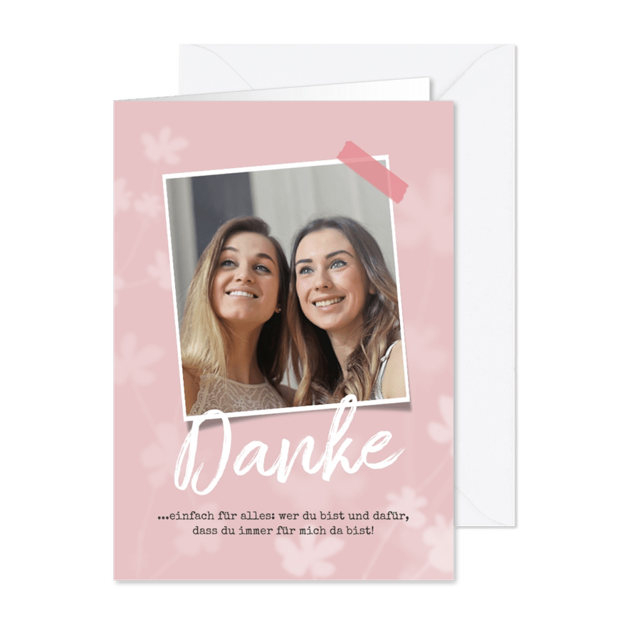 Freundschaftskarte mit Foto 'Danke' - Karteneindruck