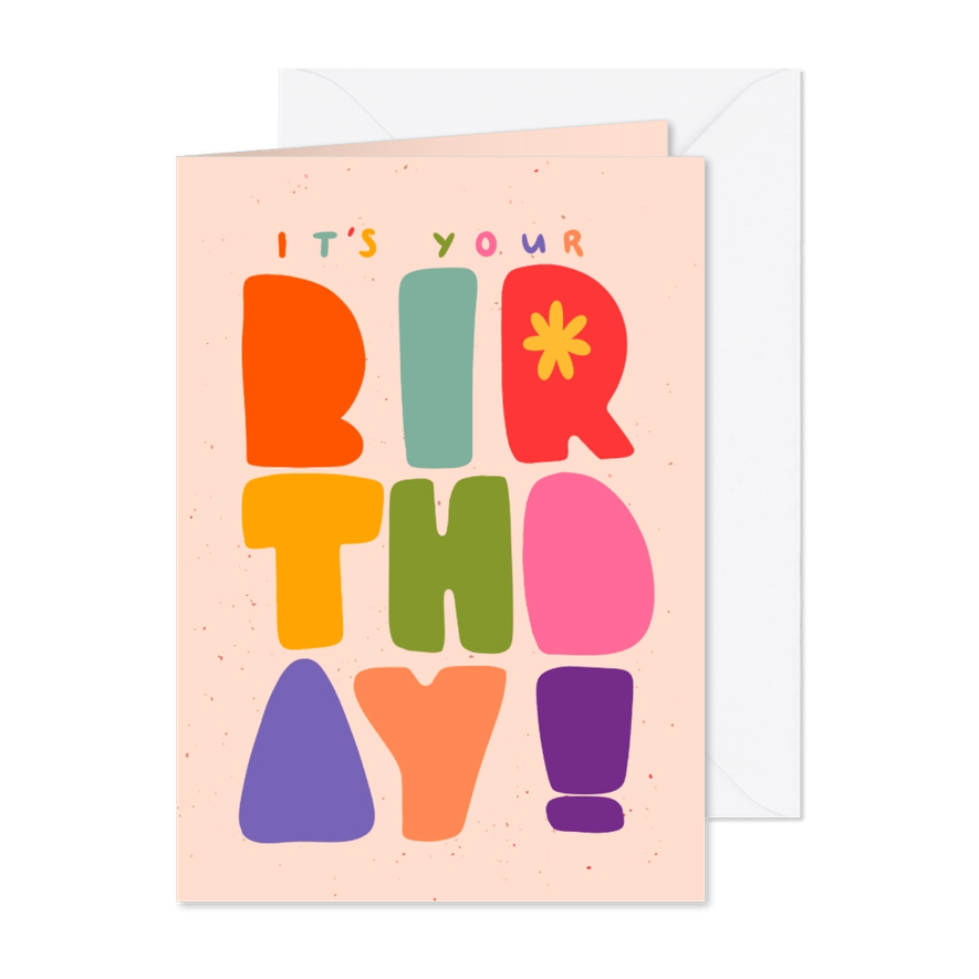 Fröhliche Geburtstagskarte 'It's your birthday' - Karteneindruck