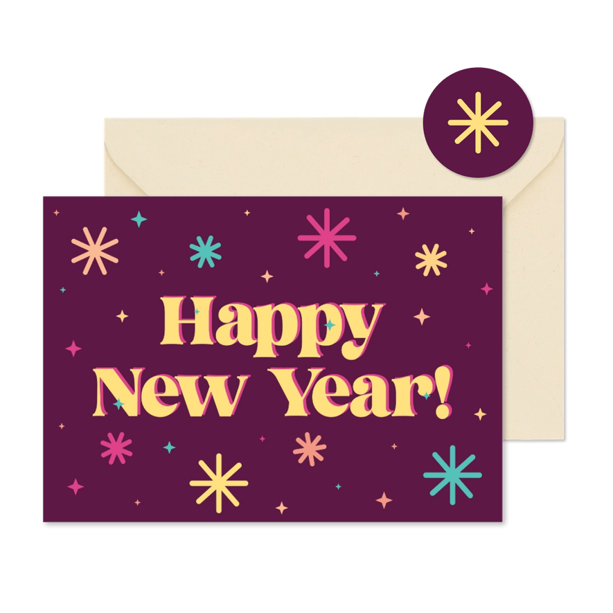Fröhliche Neujahrskarte 'Happy New Year' - Karteneindruck