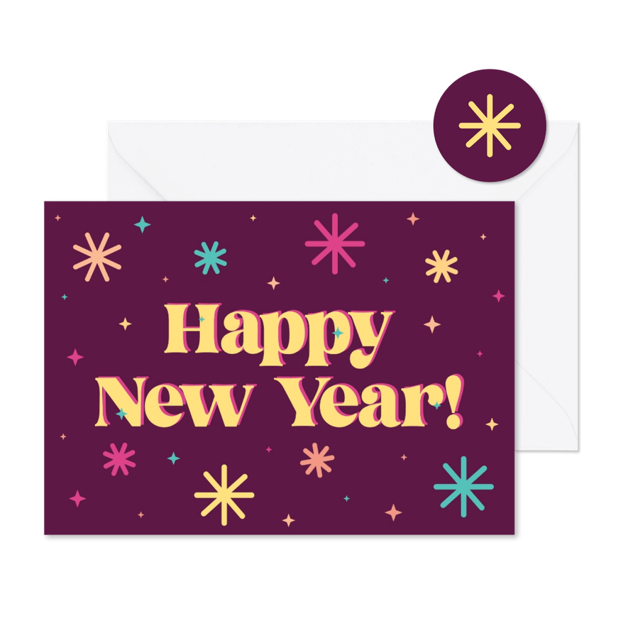 Fröhliche Neujahrskarte 'Happy New Year' - Karteneindruck