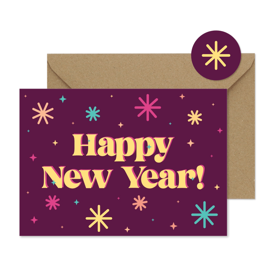 Fröhliche Neujahrskarte 'Happy New Year' - Kartenvorschau