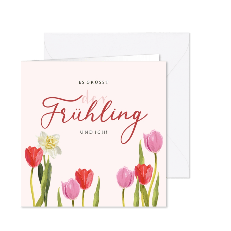 Frühlingsgrußkarte mit Tulpen - Karteneindruck