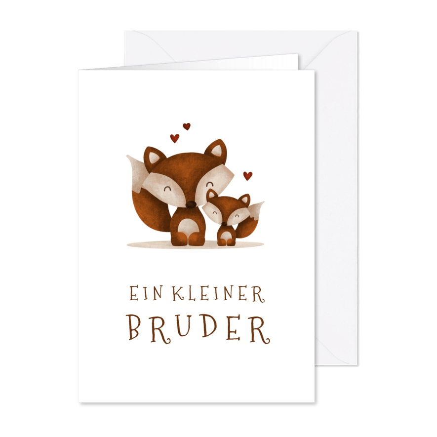 Fuchs-Glückwunschkarte Geburt Bruder/Schwester - Karteneindruck