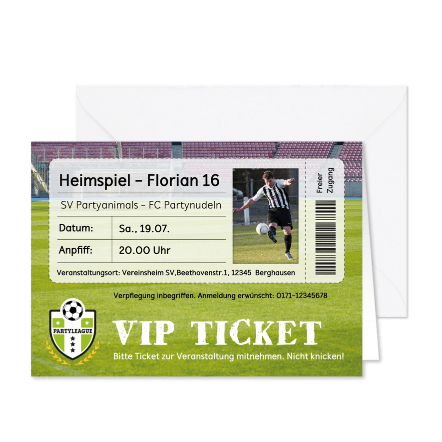 Fußball-Einladung zum Geburtstag Heimspiel - Karteneindruck