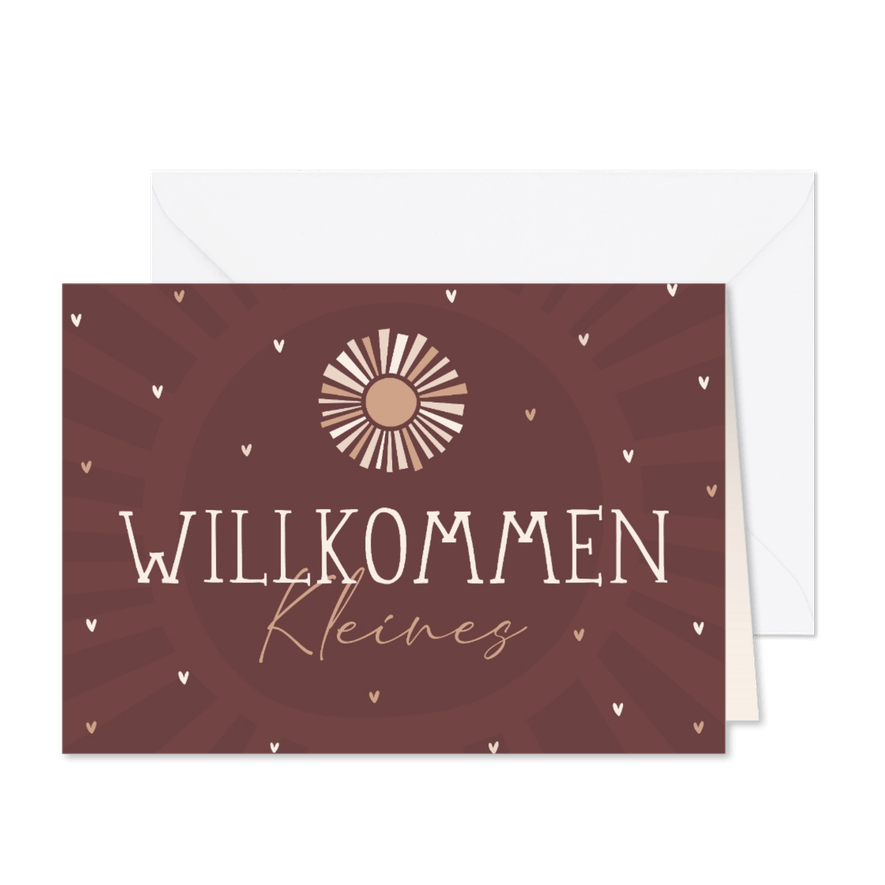 Geburt Glückwunschkarte Willkommen Sonne - Karteneindruck