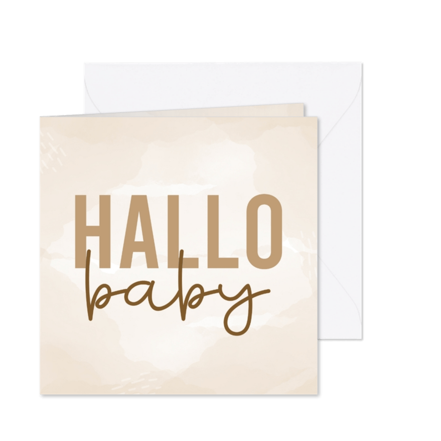 Geburts-Glückwunschkarte 'Hallo Baby' beige - Karteneindruck
