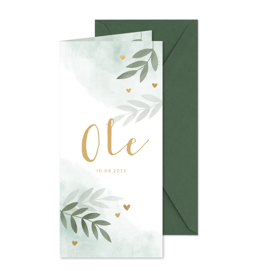 Geburtskarte botanisch & Wasserfarbe grün Foto innen - Karteneindruck