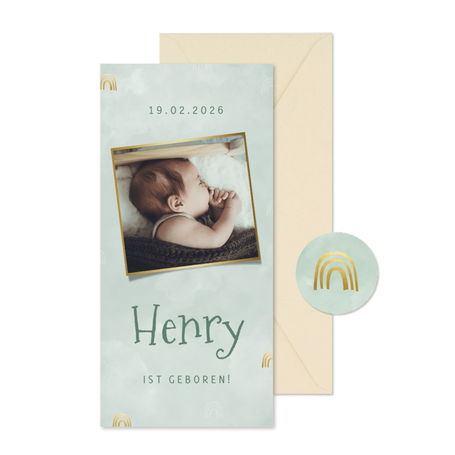 Geburtskarte Foto kleine Regenbogen - Karteneindruck
