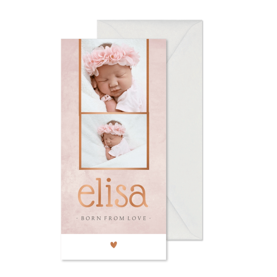 Geburtskarte Fotos und Kupferdruck - Karteneindruck