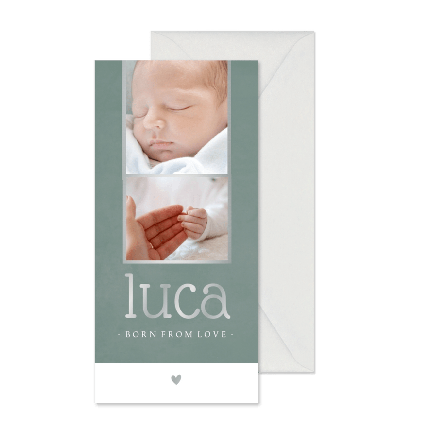 Geburtskarte Fotos und Silberdruck - Karteneindruck