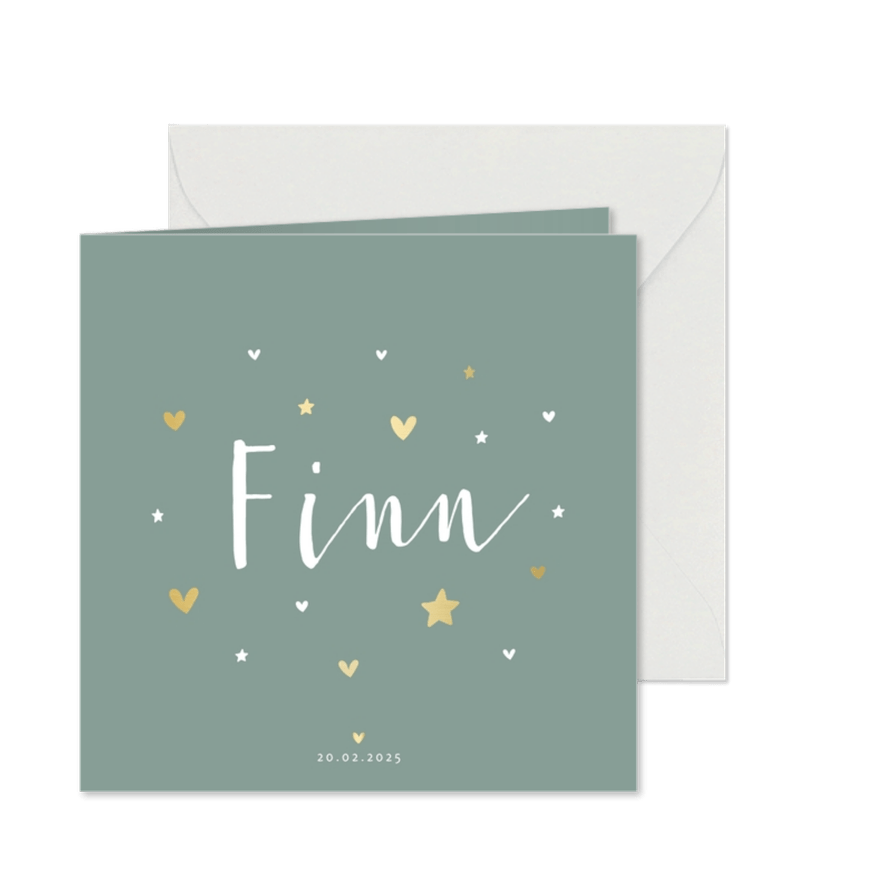 Geburtskarte grüne Farbe anpassbar Foto innen - Karteneindruck