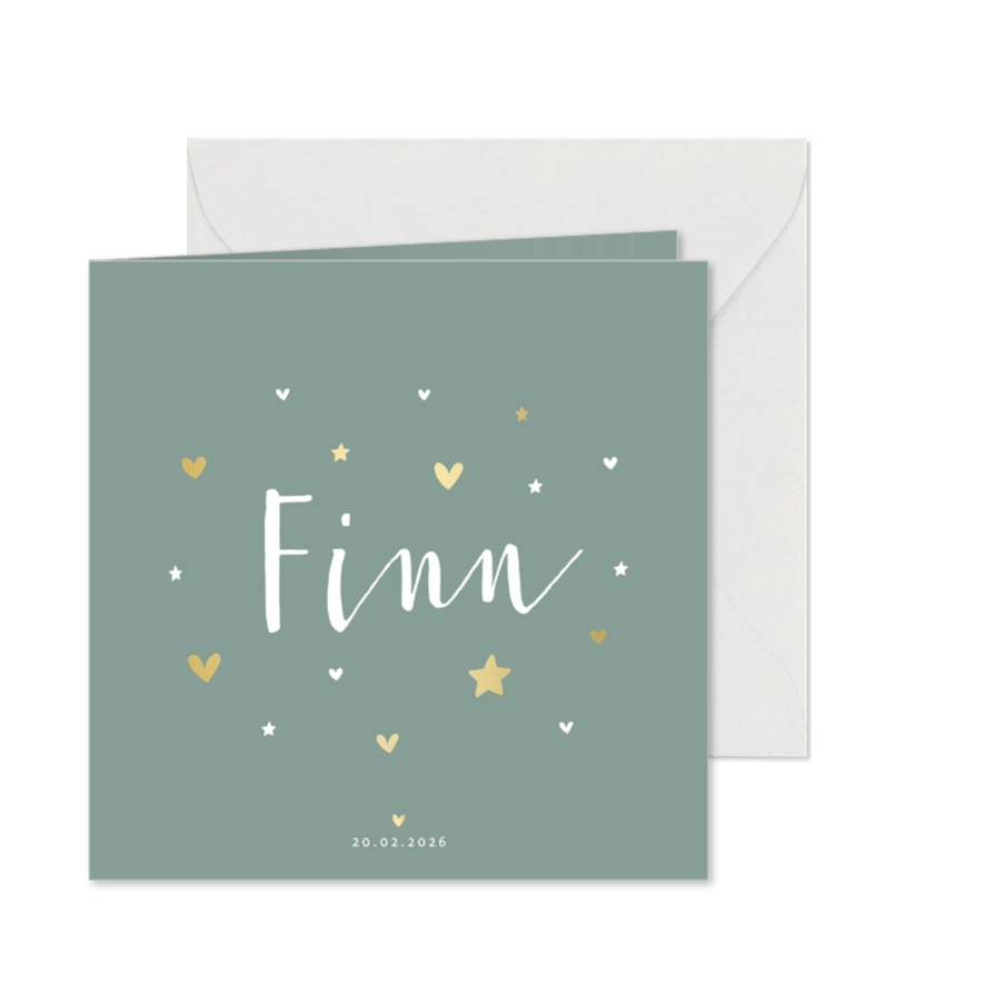 Geburtskarte grüne Farbe anpassbar Foto innen - Karteneindruck
