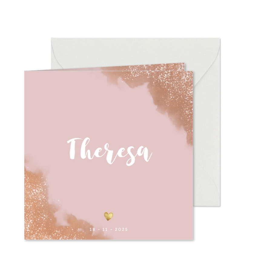 Geburtskarte in Altrosa Wasserfarbe Foto innen - Karteneindruck