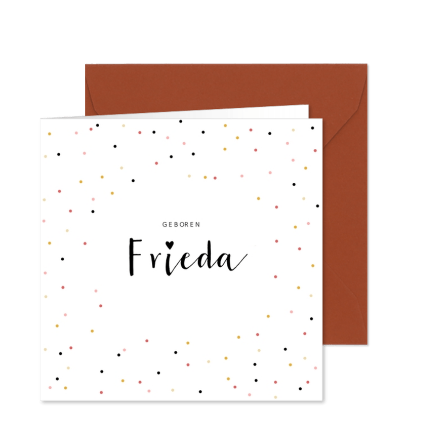 Geburtskarte Konfetti Foto in Herz innen - Karteneindruck