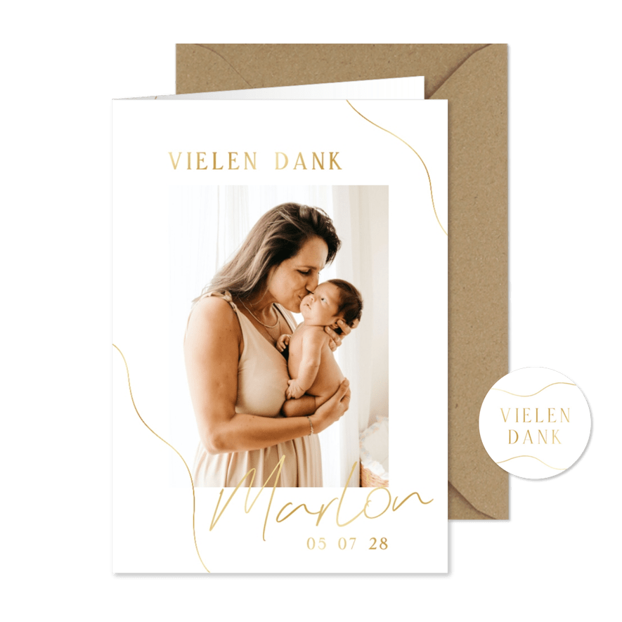 Geburtskarte minimalistisch mit Foto - Karteneindruck