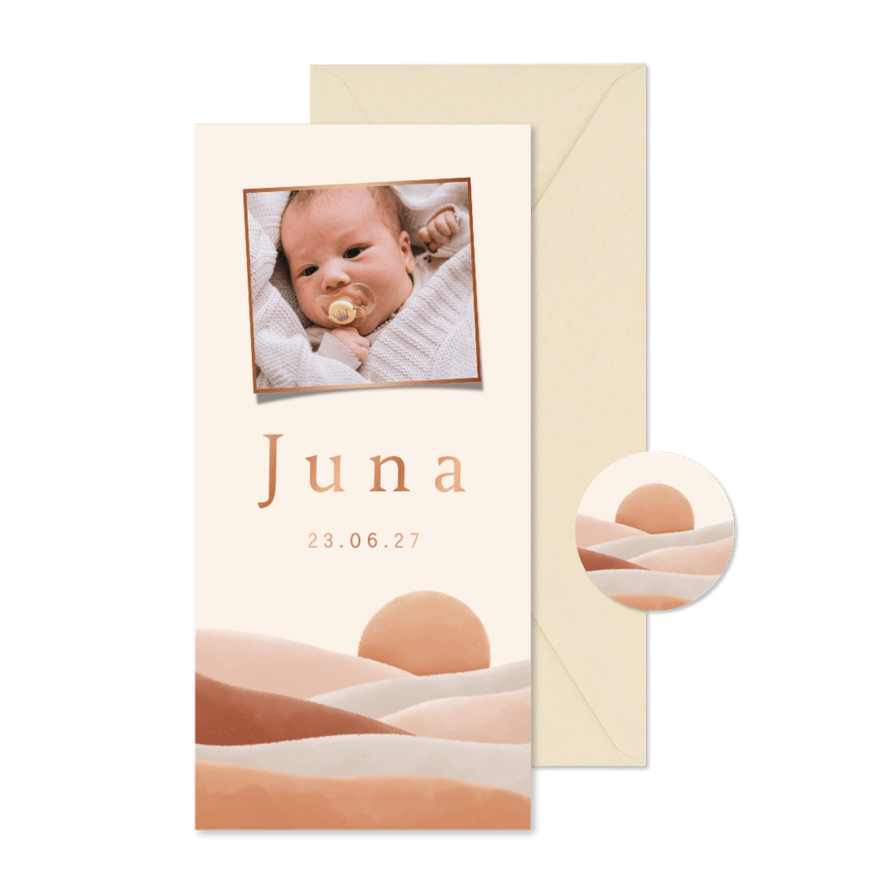 Geburtskarte mit Foto Sonnenaufgang - Karteneindruck
