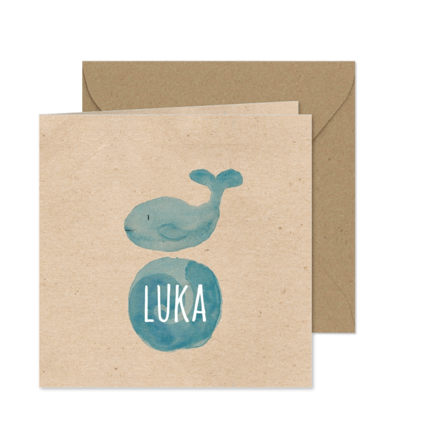 Geburtskarte mit kleinem Wal Aquarell - Karteneindruck
