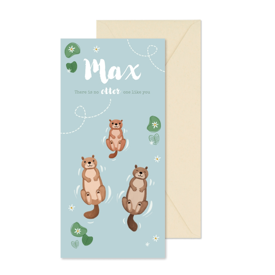 Geburtskarte Otterfamilie 1 Kind - Karteneindruck