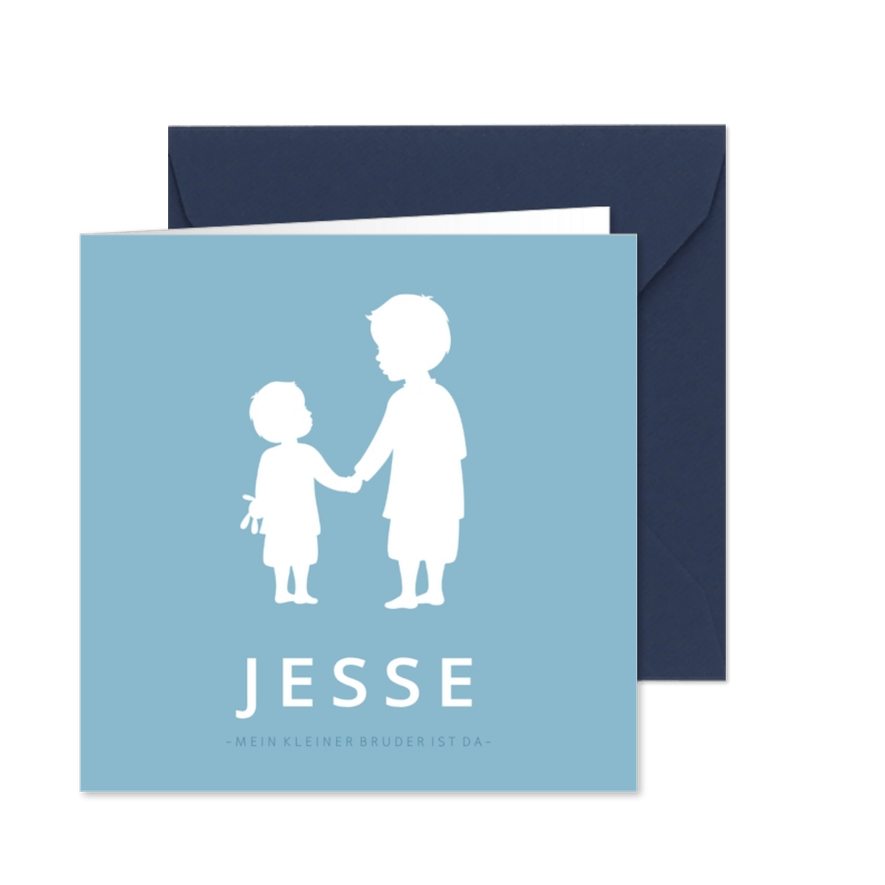 Geburtskarte Silhouette großer Bruder kleiner Bruder - Karteneindruck
