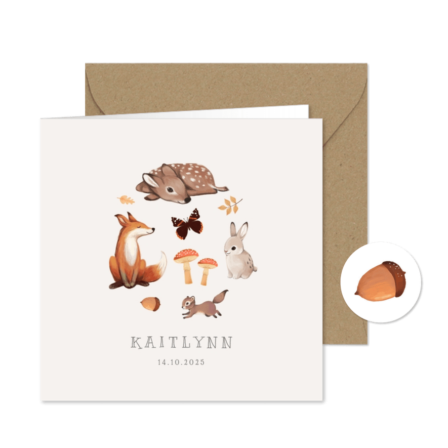 Geburtskarte Wildtiere Foto innen - Karteneindruck
