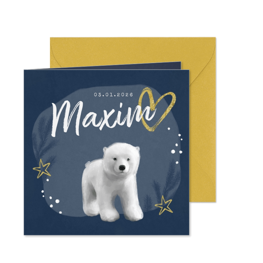 Geburtskarte winterlich kleiner Eisbär - Karteneindruck
