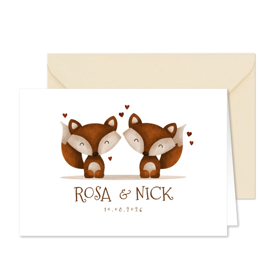 Geburtskarte Zwilling kleine Füchse - Karteneindruck
