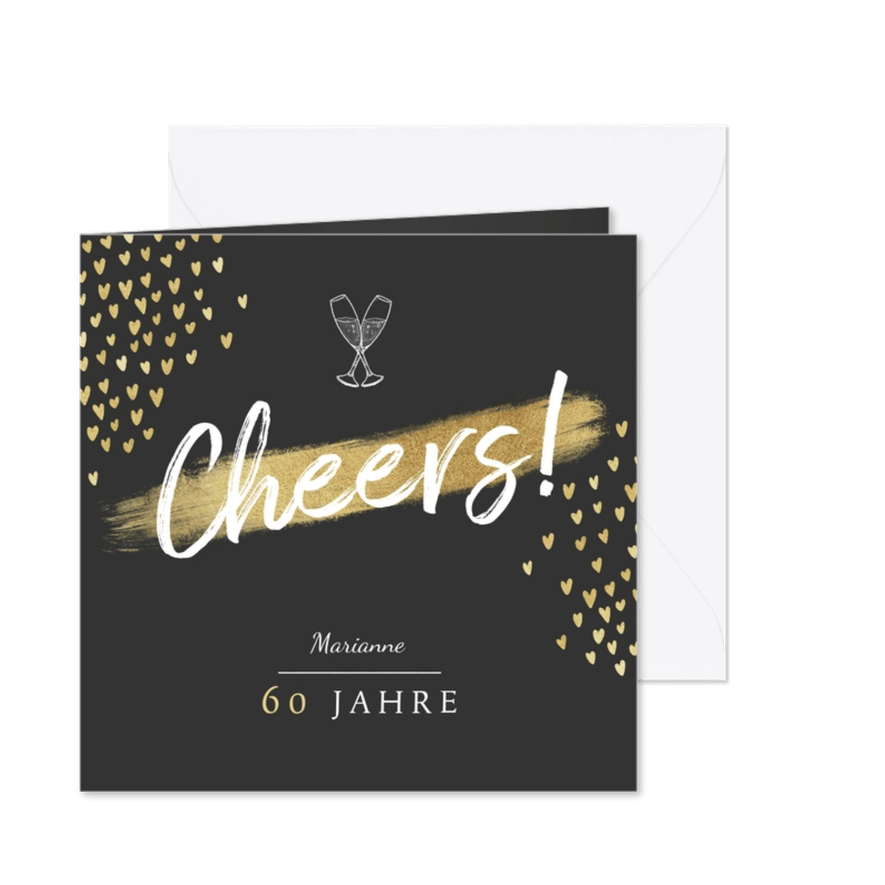 Geburtstags-Glückwunschkarte Sektgläser Cheers - Karteneindruck