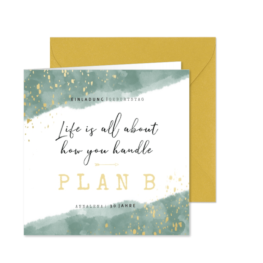 Geburtstagseinladung anderer Termin Plan B - Karteneindruck