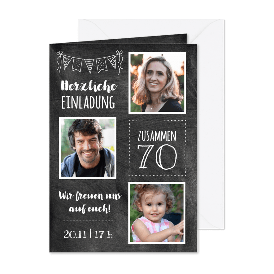 Geburtstagseinladung Dreierfeier - Karteneindruck
