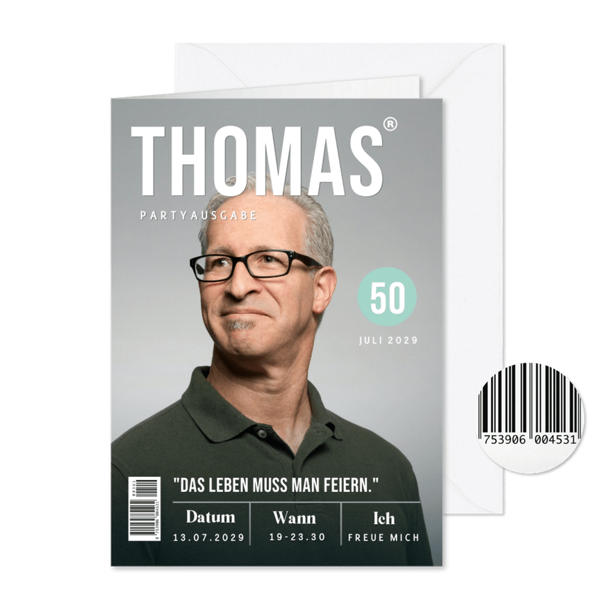 Geburtstagseinladung eigenes Foto Zeitschrift - Karteneindruck