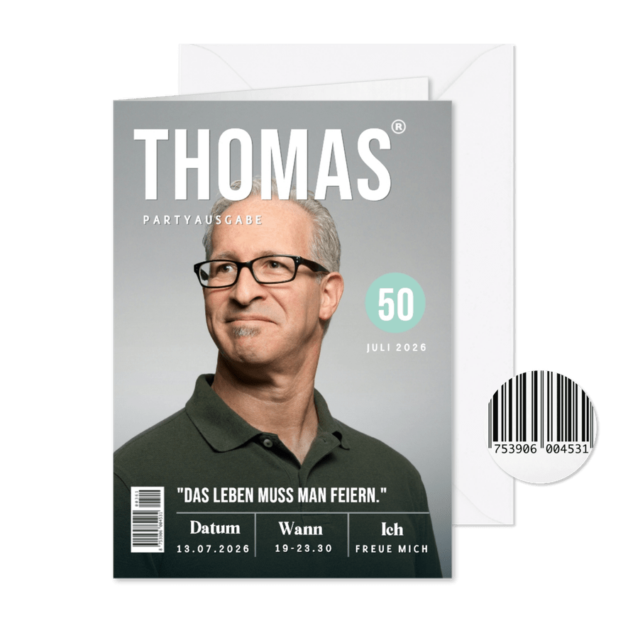 Geburtstagseinladung eigenes Foto Zeitschrift - Karteneindruck
