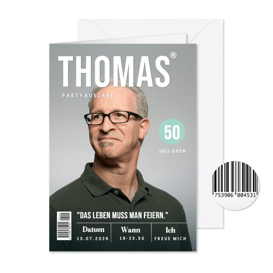 Geburtstagseinladung eigenes Foto Zeitschrift - Karteneindruck
