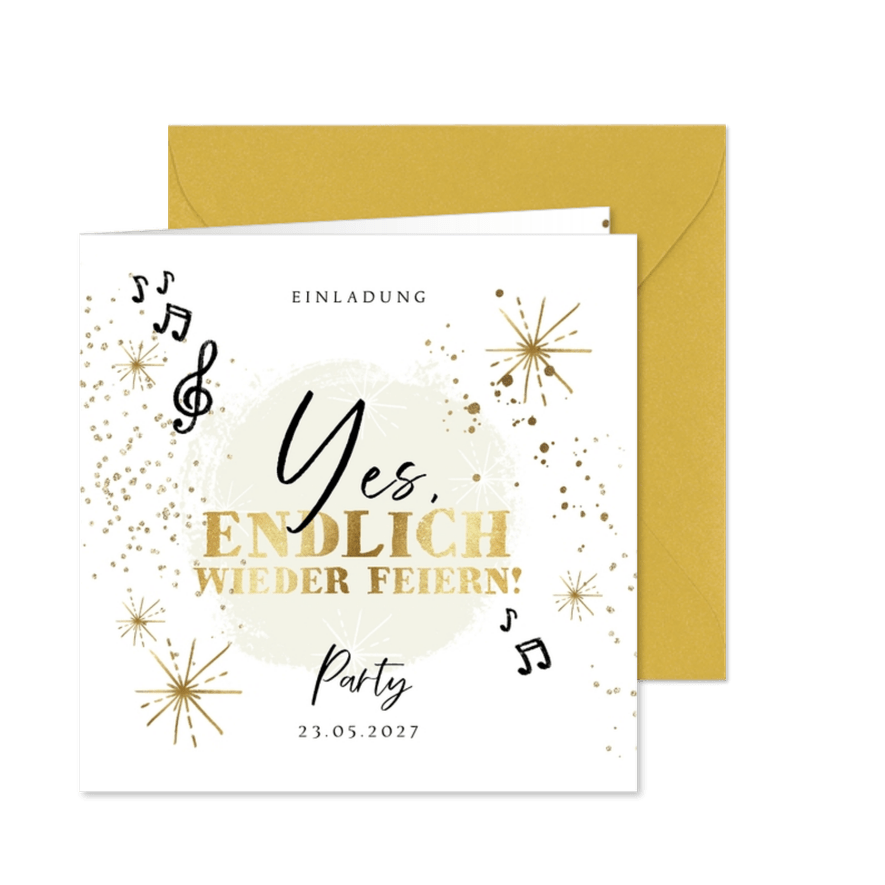 Geburtstagseinladung 'Endlich wieder feiern' - Karteneindruck
