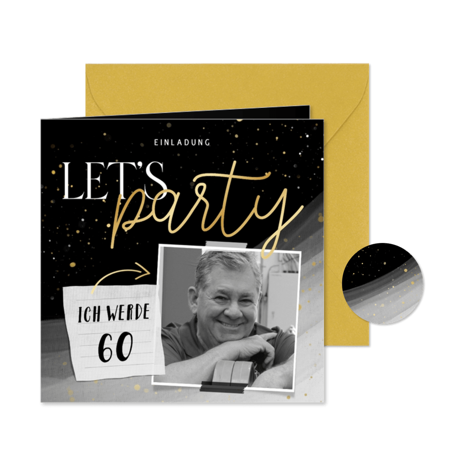 Geburtstagseinladung Foto-Karte 60. Geburtstag Aquarell - Karteneindruck