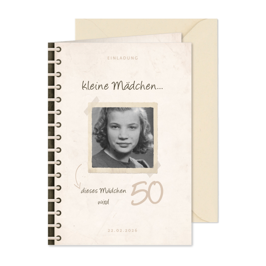 Geburtstagseinladung Fotobuch 'kleine Mädchen werden groß' - Karteneindruck
