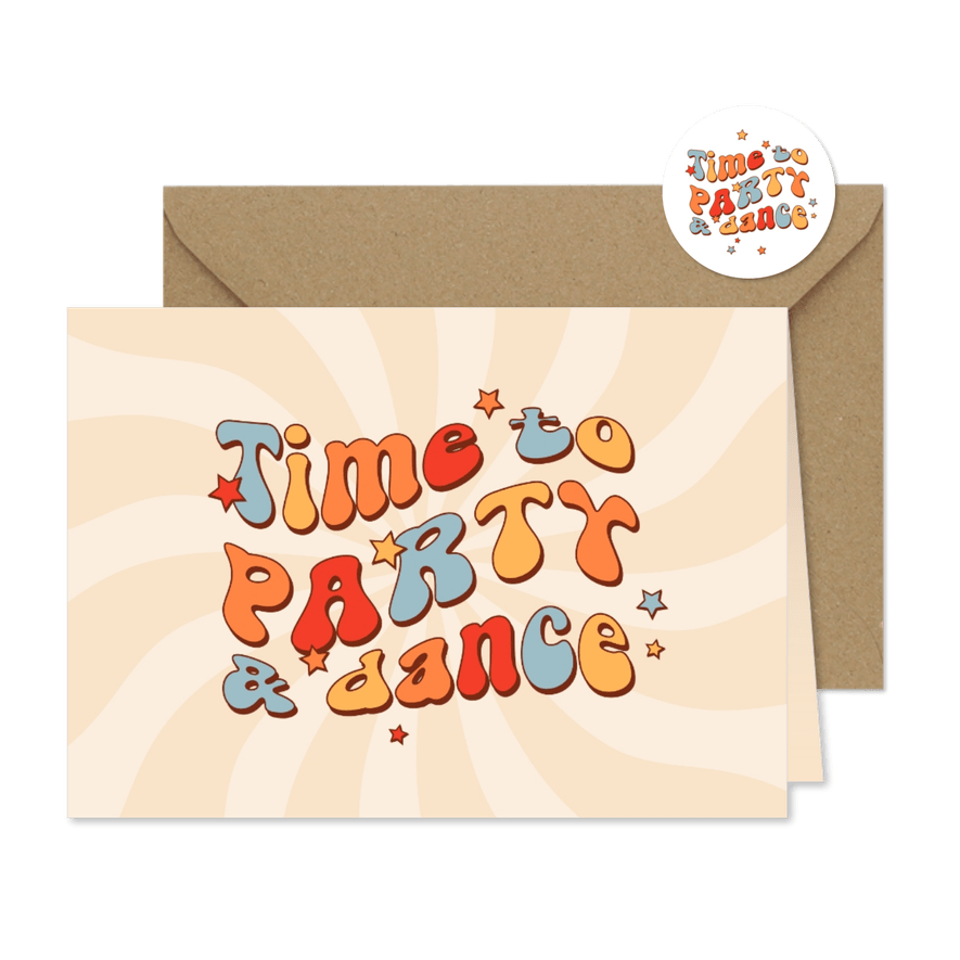 Geburtstagseinladung Groovy Seventies 'Party & Dance' - Kartenvorschau
