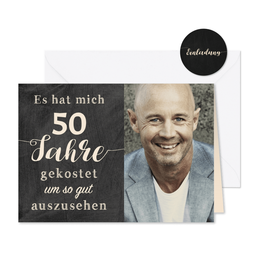 Geburtstagseinladung Gut aussehen 50 - Karteneindruck
