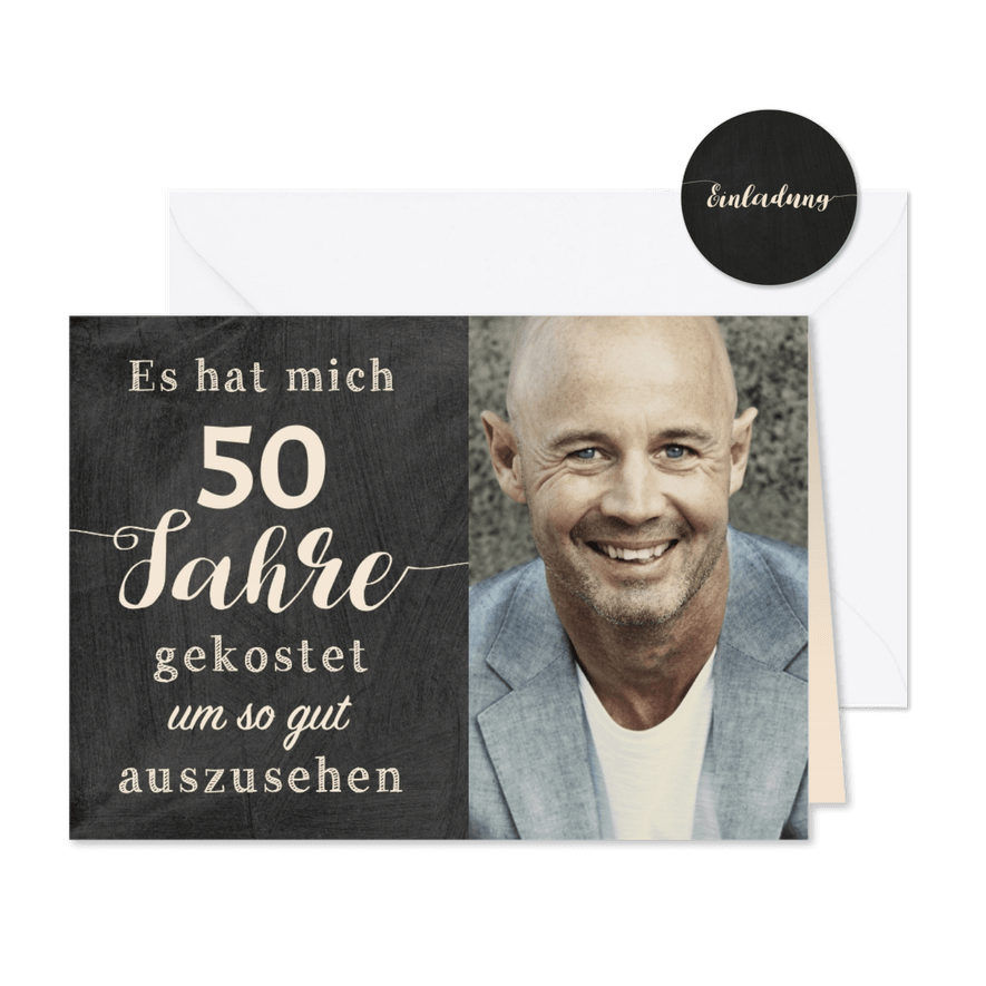Geburtstagseinladung Gut aussehen 50 - Karteneindruck