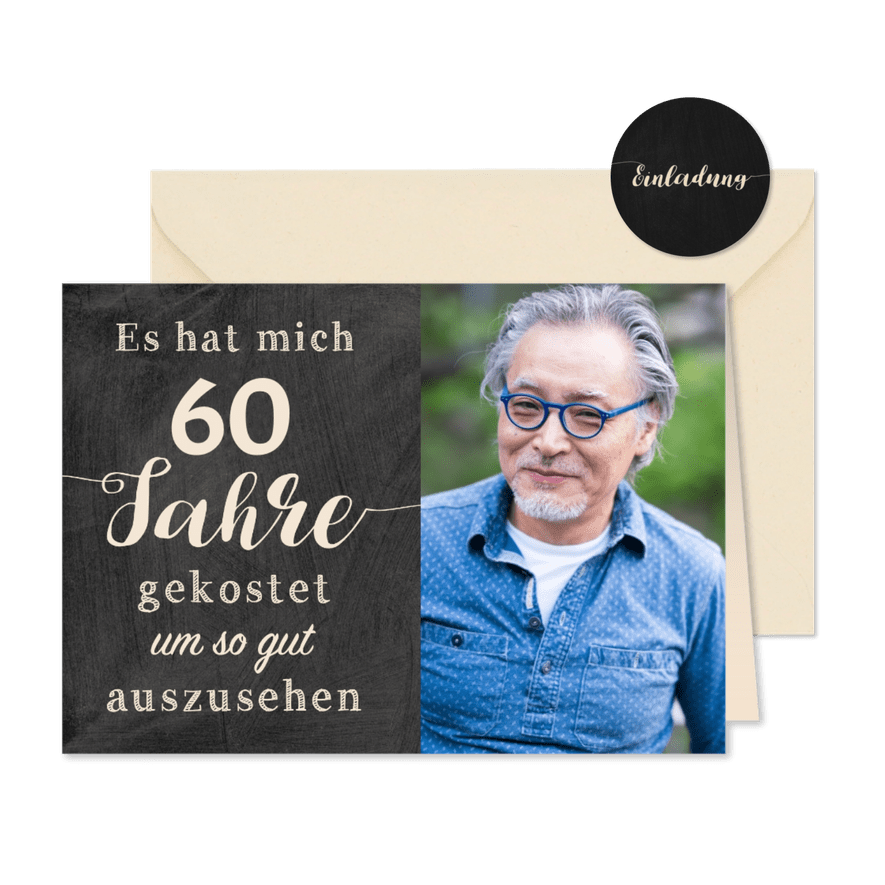 Geburtstagseinladung Gut aussehen 60 - Karteneindruck
