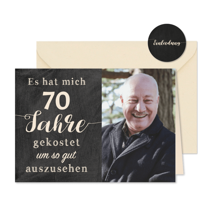 Geburtstagseinladung Gut aussehen 70 - Karteneindruck